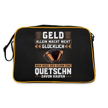 Geld Macht Nicht Glücklich, Quetschn Steirische - Retro Tasche - Schwarz/Gold - Hinten