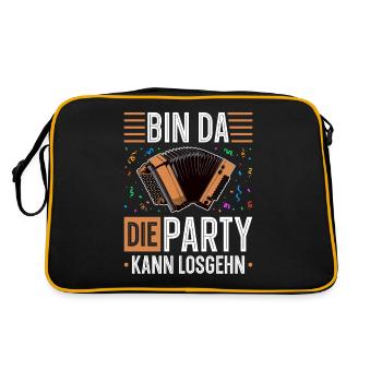Steirische Harmonika Party Kann Losgehen, Quetschn - Retro Tasche - Schwarz/Gold - Hinten