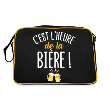 C'est l'heure de la bière cadeau humour alcool - Sac Retro - noir/or - Dos