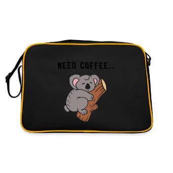 Kaffee Spruch Koalabär - Retro Tasche - Schwarz/Gold - Hinten