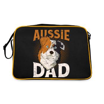 Aussie Papa Dog Gift Australian Shepherd - Retro Bag - black/gold - Back