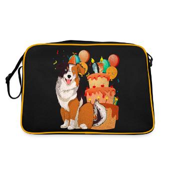 Aussie Dog Birthday Australian Shepherd - Retro Bag - black/gold - Back