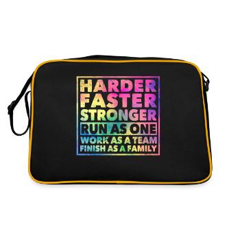Härter Schneller Stärker Laufen Arbeit Team Ziel - Retro Tasche - Schwarz/Gold - Hinten