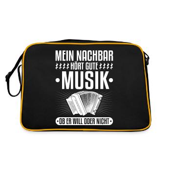 Steirische Harmonika Nachbar Hört Gute Musik, - Retro Tasche - Schwarz/Gold - Hinten