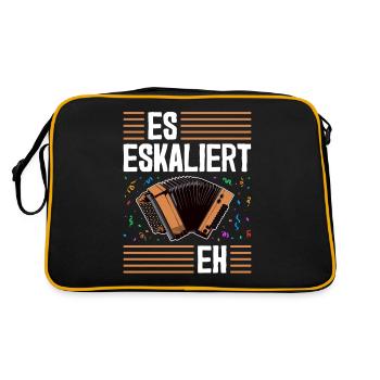 Es Eskaliert Eh, Lustiges Quetschn Steirische - Retro Tasche - Schwarz/Gold - Hinten