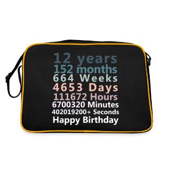 Happy 12th Birthday | 12th Birthday Gifts | Gifs - Retro Bag - black/gold - Back