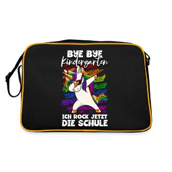 Bye bye Kindergarten ich rocke jetzt die schule - Retro Tasche - Schwarz/Gold - Hinten