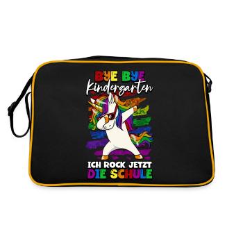 Bye bye Kindergarten ich rocke jetzt die schule - Retro Tasche - Schwarz/Gold - Hinten