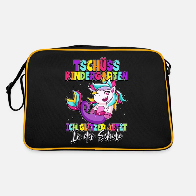 Tschüss Kindergarten Einhorn 1. Klasse Schulkind Retro Tasche