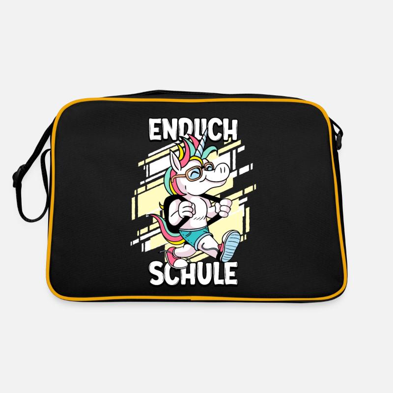Endlich Schule 1. Klasse Schulkind - Retro Tasche - Schwarz/Gold