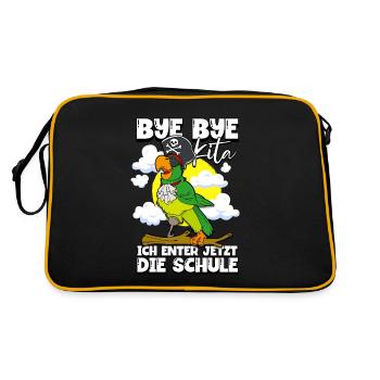 Bye Bye Kita 1. Klasse Schulkind - Retro Tasche - Schwarz/Gold - Hinten