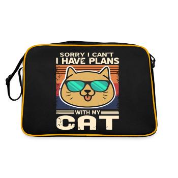 Sorry I Can't I Have Plans With My Cat T-Shirt - Retro Bag - black/gold - Back