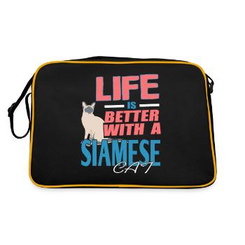 Life Is Better With A Siamese Cat T-Shirt - Retro Bag - black/gold - Back
