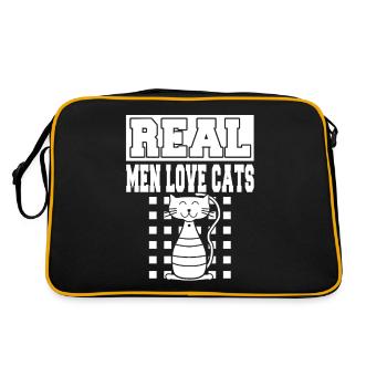 Real Men Love Cats Funny Cat Lover T-Shirt - Retro Bag - black/gold - Back