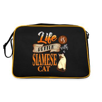 Life Is Better With A Siamese Cat T-Shirt - Retro Bag - black/gold - Back