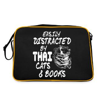 Easily Distracted By Thai Cats & Books T-Shirt - Retro Bag - black/gold - Back