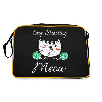 Stop Stressing Meow Cute Cat Lover T-Shirt - Retro Bag - black/gold - Back
