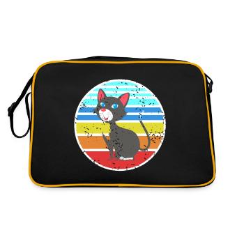 Retro Tuxedo Cat Cute Cat Lover T-Shirt - Retro Bag - black/gold - Back