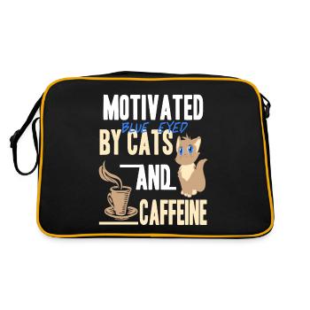 Motivated By Blue Eyed Cats And Caffeine Tea - Retro Bag - black/gold - Back