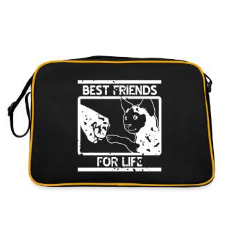 Best Friends For Life Cute Cat Lover T-Shirt - Retro Bag - black/gold - Back