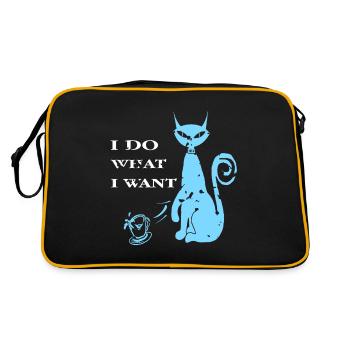 I Do What I Want Funny Cat Lover T-Shirt Present - Retro Bag - black/gold - Back