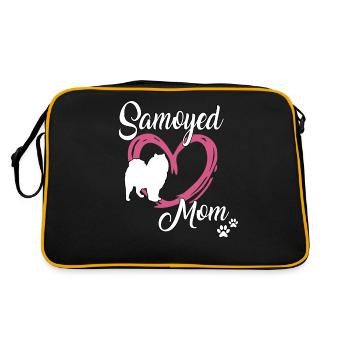 Samoyed Mom süßes Samojeden Frauchen Gassi - Retro Tasche - Schwarz/Gold - Hinten