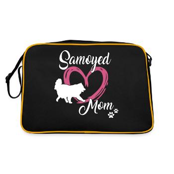 Samoyed Mom süßes Samojeden Frauchen Gassi - Retro Tasche - Schwarz/Gold - Hinten