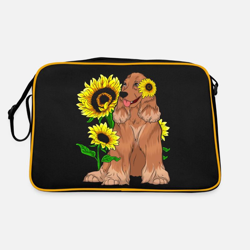 Sonnenblume Hundebesitzer Hund Cocker Spaniel Retro Tasche
