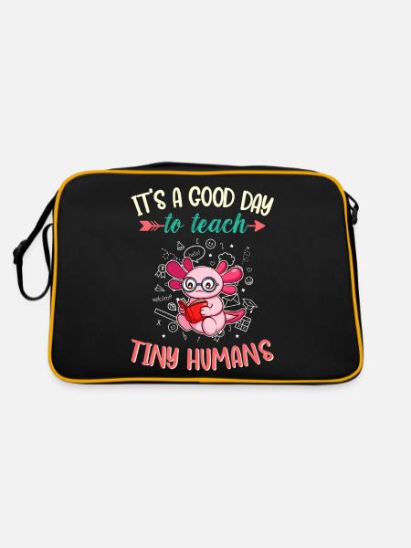Good Day To Teach Tiny Humans Elementary Teacher - Retro Bag - black/gold - Back