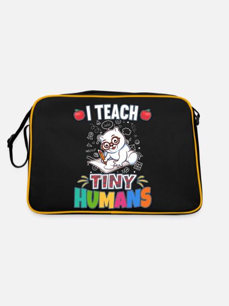 I Teach Tiny Humans Elementary School Teacher - Retro Bag - black/gold - Back
