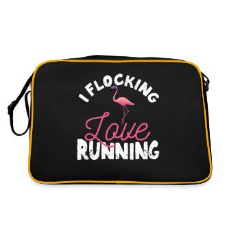 I Flocking Love Running Flamingo Lustige Jogging - Retro Tasche - Schwarz/Gold - Hinten