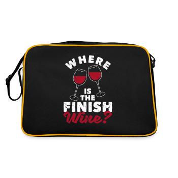Wo ist das Ziel Wein Lustiger Motivationsmarathon - Retro Tasche - Schwarz/Gold - Hinten
