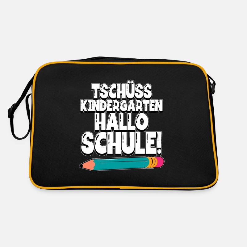 Tschüss Kindergarten Hallo Schule Einschulung Retro Tasche