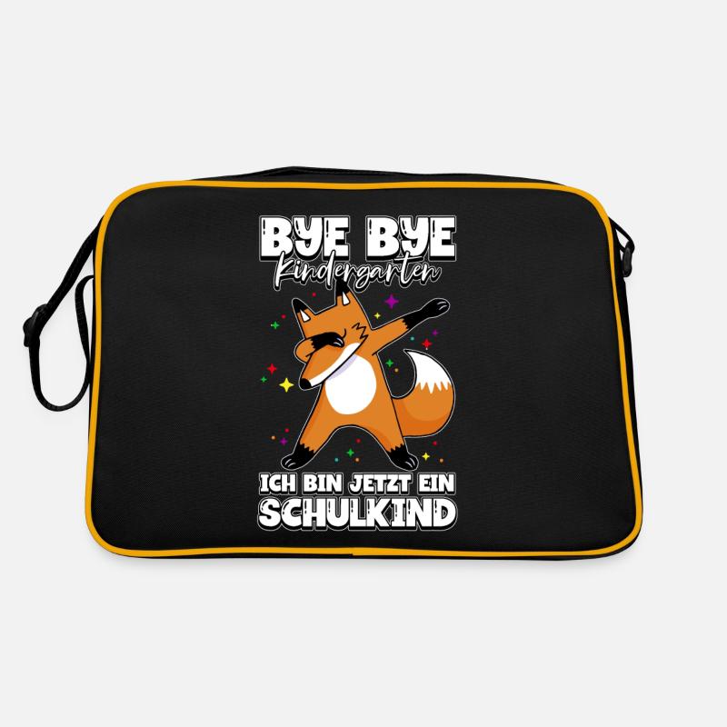 Bye bye Kindergarten ich bin jetzt ein Schulkind - Retro Tasche - Schwarz/Gold