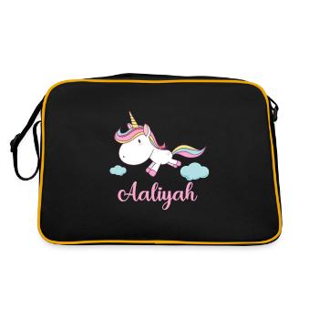 AALIYAH Pink Unicorn Novelty - Retro Tasche - Schwarz/Gold - Hinten