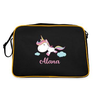 ALANA Pink Unicorn Novelty - Retro Tasche - Schwarz/Gold - Hinten