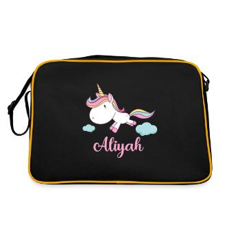 ALIYAH Pink Unicorn Novelty - Retro Tasche - Schwarz/Gold - Hinten