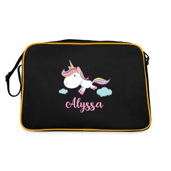 ALYSSA Pink Unicorn Novelty - Retro Tasche - Schwarz/Gold - Hinten