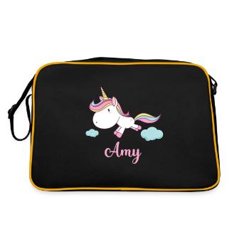 AMY Pink Unicorn Novelty - Retro Tasche - Schwarz/Gold - Hinten