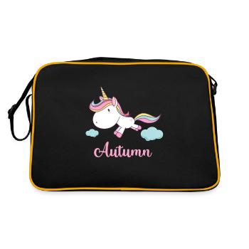 AUTUMN Pink Unicorn Novelty - Retro Tasche - Schwarz/Gold - Hinten