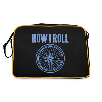 How I Roll Awesome Cycling T-Shirt Present Gift - Retro Tasche - Schwarz/Gold - Hinten