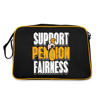 Support Pension Fairness Retirement T-Shirt - Retro Tasche - Schwarz/Gold - Hinten