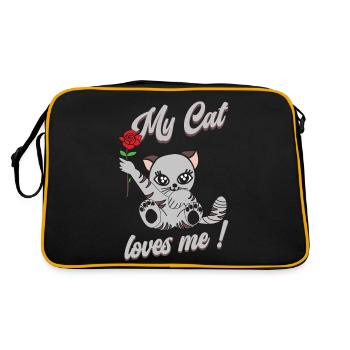 My cat loves me! - Retro Bag - black/gold - Back