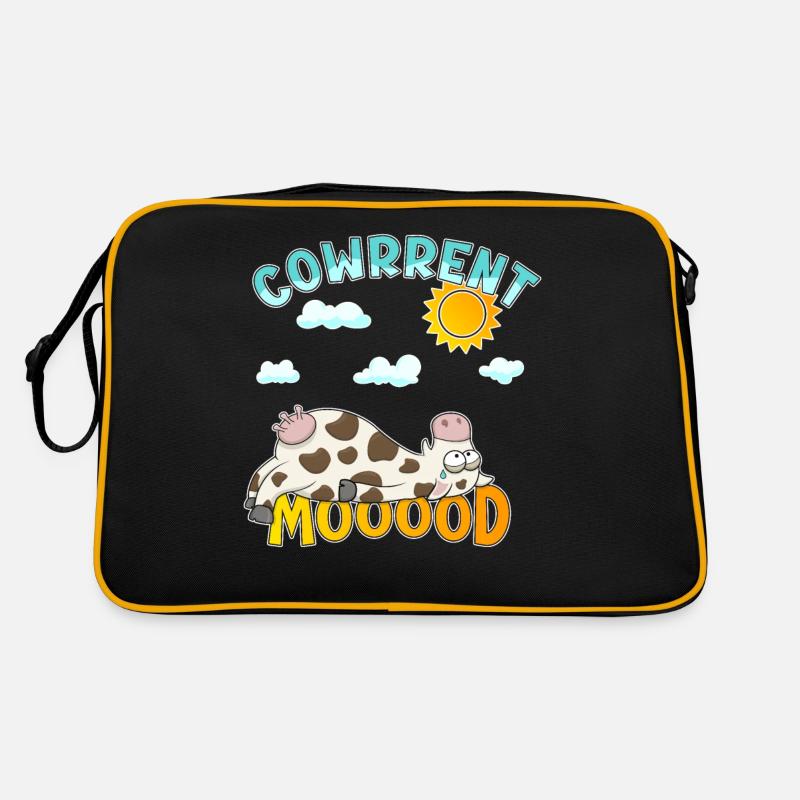 Cowrrent Mood - Comic Kuh - Retro Tasche - Schwarz/Gold