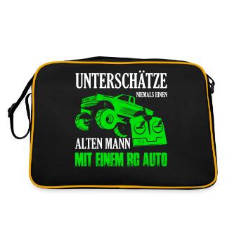 Unterschätze niemals einen Mann mit einem RC Auto - Retro Tasche - Schwarz/Gold - Hinten