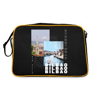 Bilbao Espagne Ville Skyline Accueil Amour Vacances - Sac Retro - noir/or - Dos
