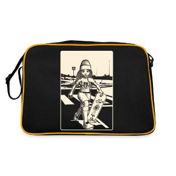 Filles avec des | de skateboard Papillon sur chemise - Sac Retro - noir/or - Dos