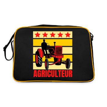 agriculteur tracteur rétro jaune et rouge - Sac Retro - noir/or - Dos