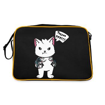Tattoo cat with tattoo machine - Retro Bag - black/gold - Back