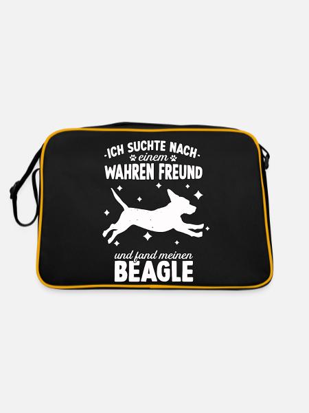 Beagle Hundeschule Beagle Gassi Hunde - Retro Tasche - Schwarz/Gold - Hinten